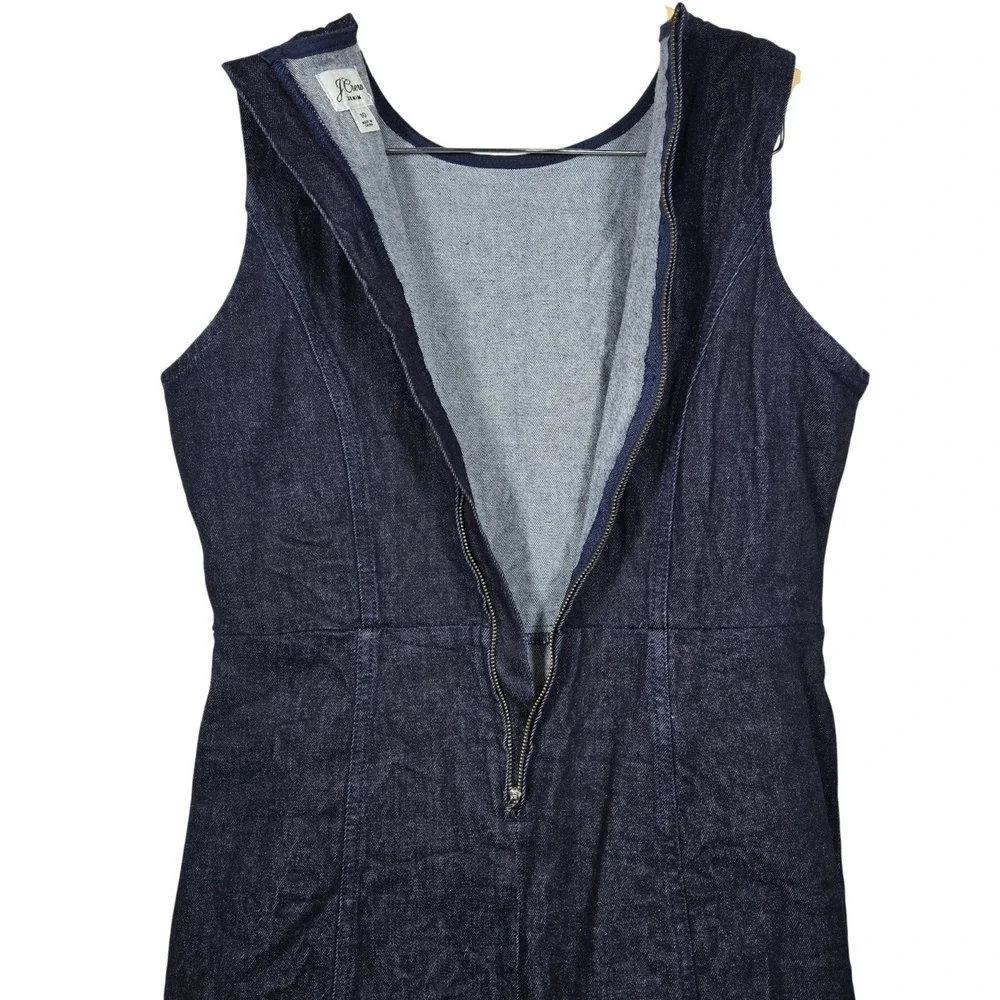 J. Crew Denim Sleeveless Sheath Dress Dark Wash Indigo AK226 Size 10